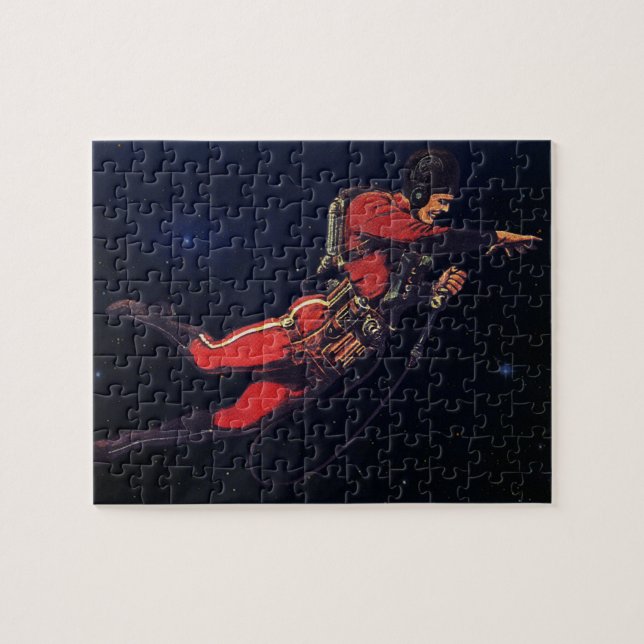 Astronaut der Vintagen Science Fiction im Weltraum (Horizontal)