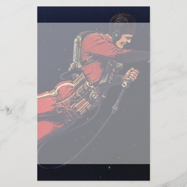 Astronaut der Vintagen Science Fiction im Weltraum (Vorderseite)