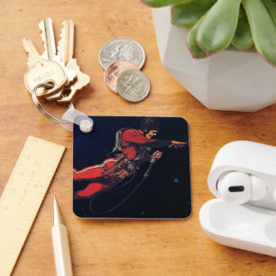 Astronaut der Vintagen Science Fiction im Weltraum Schlüsselanhänger