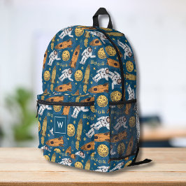Astronaut der Weltraumklasse, Monogramm der Person Bedruckter Rucksack