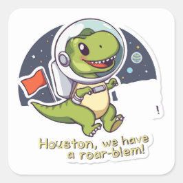 Astronaut-Dinosaurier-Aufkleber | Weltraumpuffer Quadratischer Aufkleber