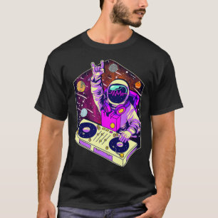 Astronaut DJ Musik Psychedelisch Psytrance Techno T-Shirt