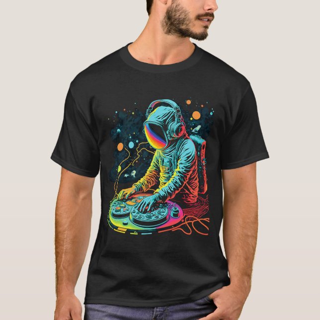Astronaut DJ Turntable im Space EDM cool T-Shirt (Vorderseite)