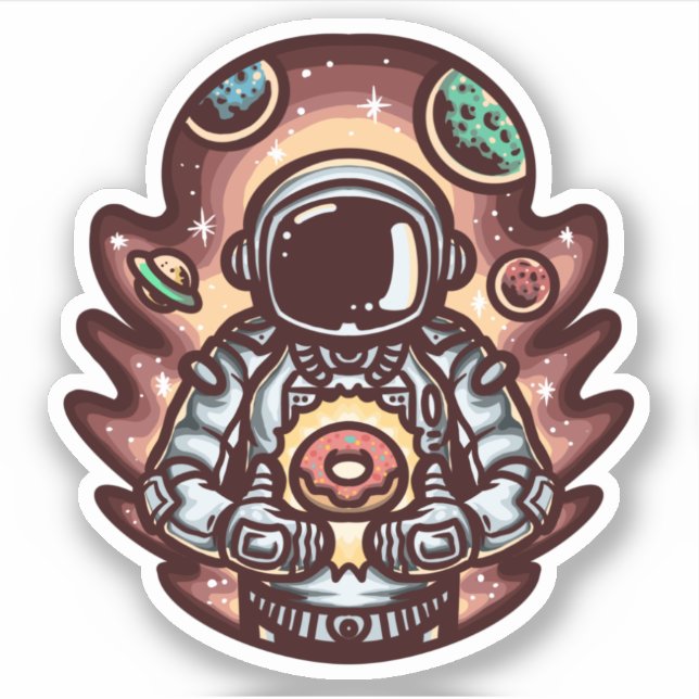 Astronaut Donnut Aufkleber (Vorderseite)