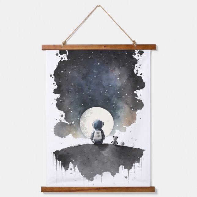 Astronaut Dreaming Wandteppich Mit Holzrahmen (Vorderseite)