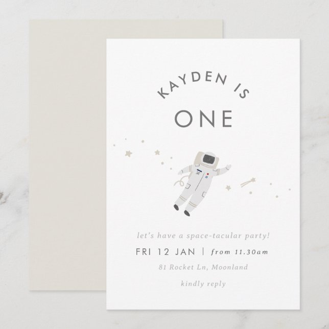 Astronaut Enfants Espace Anniversaire Invitation (Devant / Derrière)