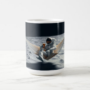 Astronaut entspannt mit Bier auf dem Mond Kaffeetasse