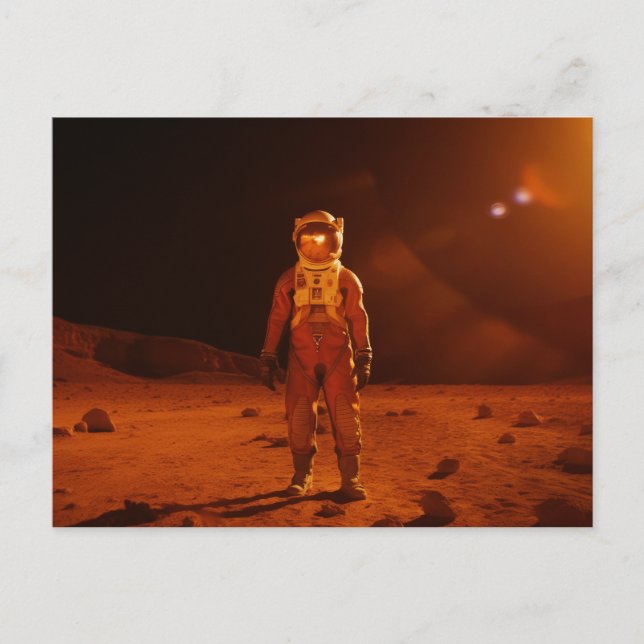 Astronaut erster menschlicher Marsmensch auf dem R Postkarte (Vorderseite)
