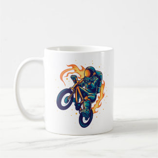 Astronaut fährt einen BMX Kaffeetasse