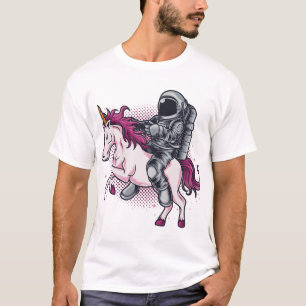 Astronaut fährt einen rosa Einhorn-T - Shirt Hat1