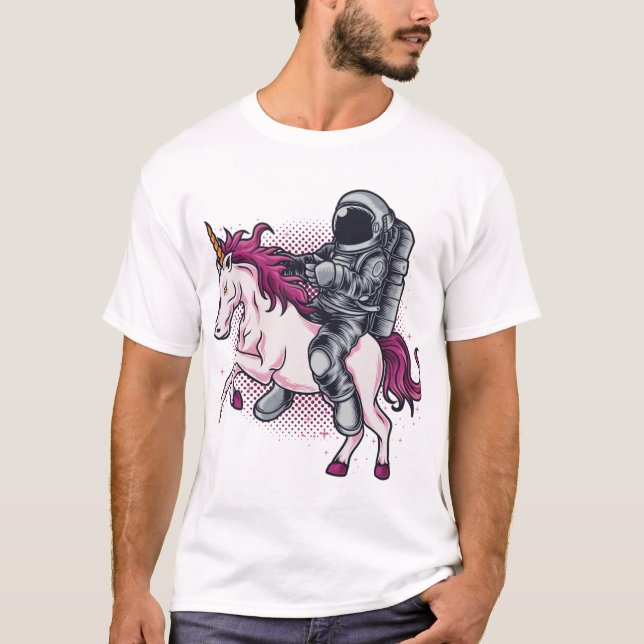 Astronaut fährt einen rosa Einhorn-T - Shirt Hat1 (Vorderseite)