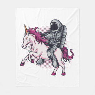 Astronaut fährt einen rosa Einhorn-T - Shirt Hat1 Fleecedecke