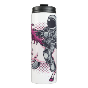 Astronaut fährt einen rosa Einhorn-T - Shirt Hat1 Thermosbecher