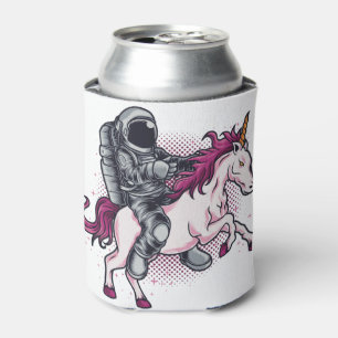 Astronaut fährt einen rosa Einhorn-T - Shirt-Hut Dosenkühler