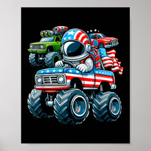 Astronaut fährt Monstertruck 4. Juli Poster