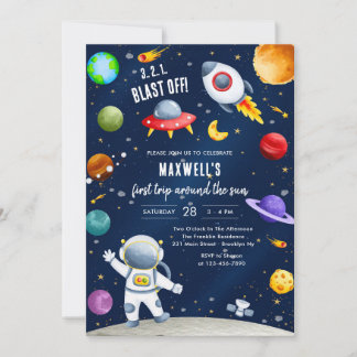 Astronaut First Trip Around the Sun 1st Birthday Einladung