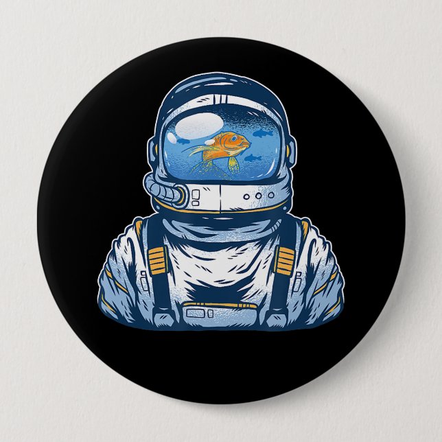 Astronaut Fishbowl Helmet Goldfish Spaceman Anzug Button (Vorderseite)