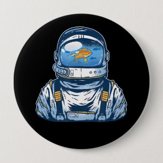 Astronaut Fishbowl Helmet Goldfish Spaceman Anzug Button