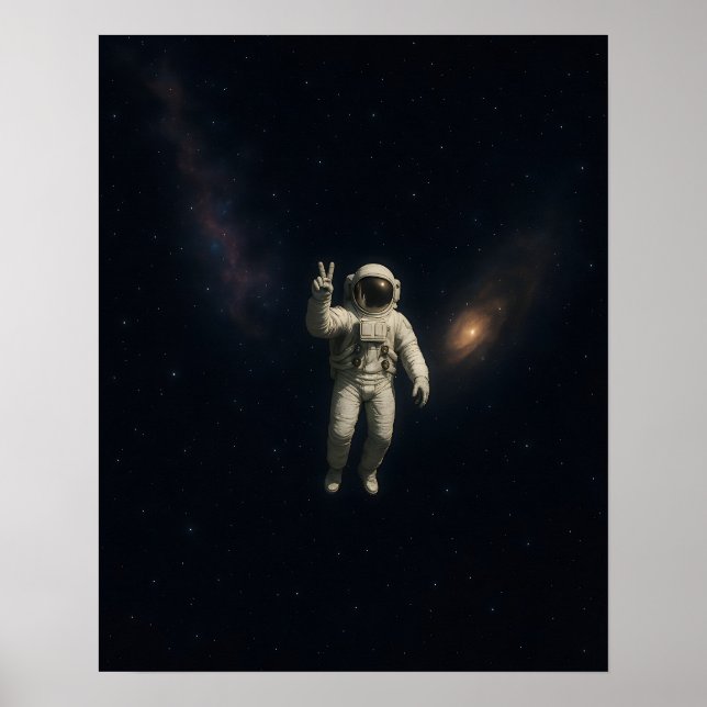 Astronaut Floating in Space Poster (Vorne)