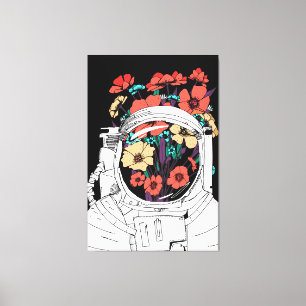 Astronaut Floral Weltraumkunst Leinwanddruck