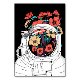 Astronaut Floral Weltraumkunst Tischnummer