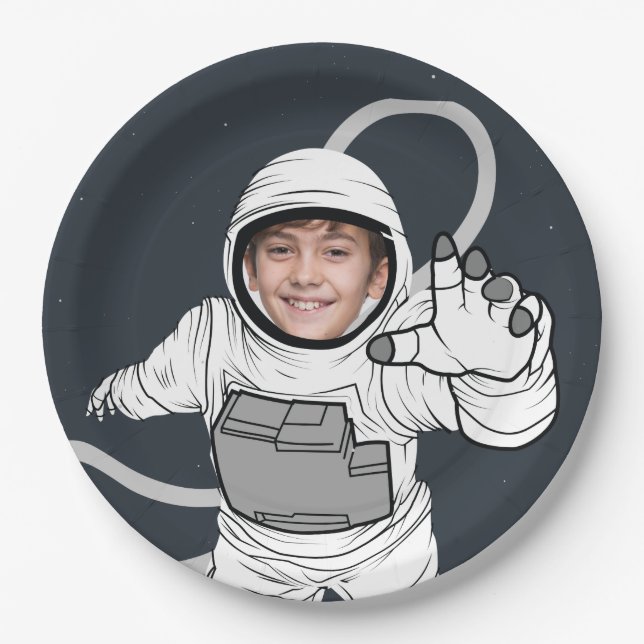 Astronaut Foto Geburtstag Pappteller (Vorderseite)