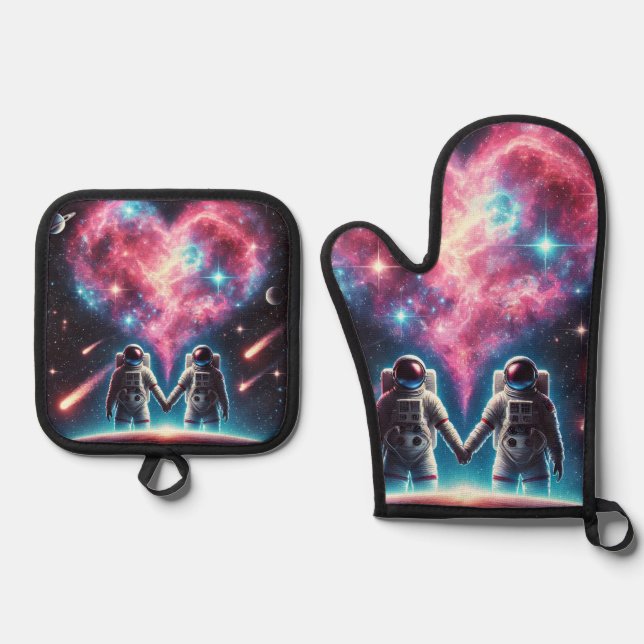 Astronaut Galaxy Oven Mitt Set (Vorderseite)