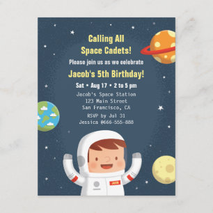 Astronaut Galaxy Space Boys Invitations d'annivers