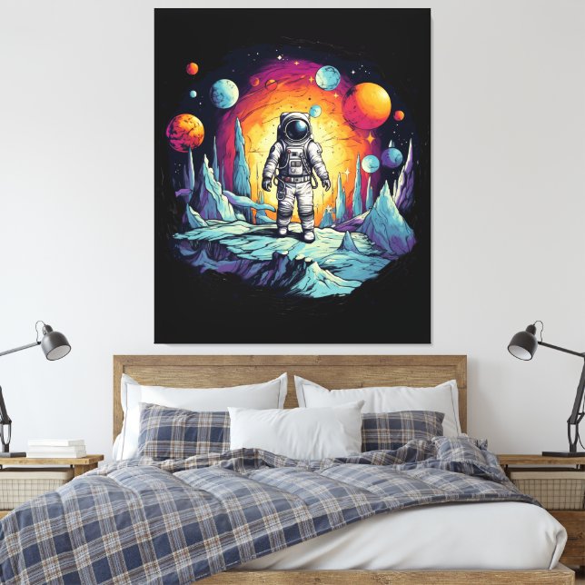 Astronaut Galaxy Space Explorer Wooden Wall Plaque Leinwanddruck (Insitu (Schlafzimmer))