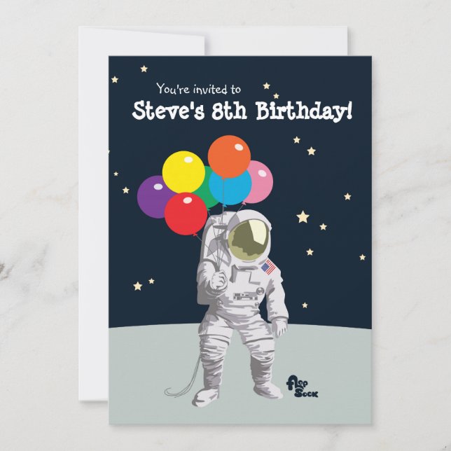 Astronaut Geburtstagsparty einladen Einladung (Vorderseite)