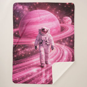 Astronaut geht auf rosa Ringen Sherpadecke