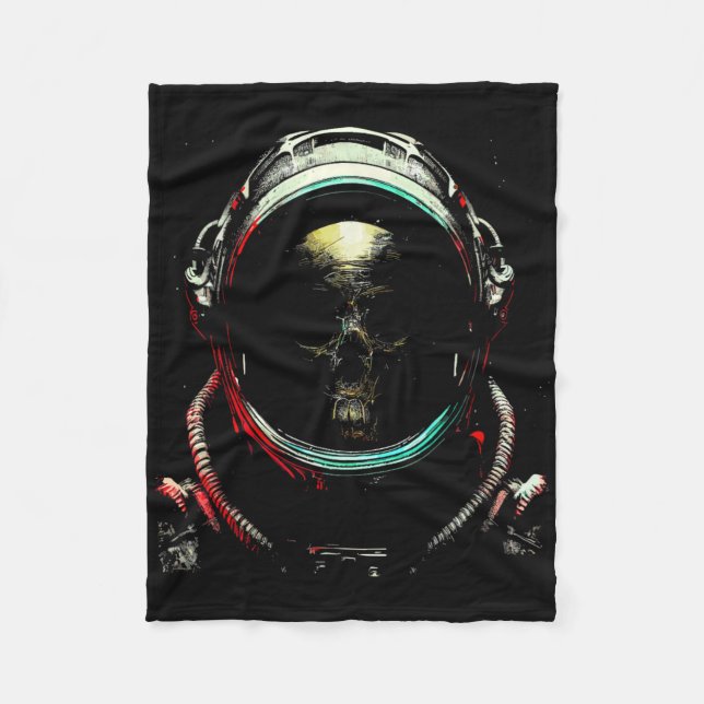 Astronaut Ghost Skeleton - Spooky Skull Halloween Fleecedecke (Vorderseite)