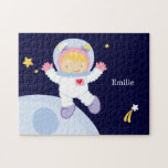 Astronaut-Girl-Kid's Personalisiert<br><div class="desc">Das Puzzle bietet ein cooles Raumthema. Personalisieren Sie mit dem Namen Ihres kleinen Mädchens,  dem Monogramm,  den Initialen oder dem Text Ihrer Wahl für ein freundliches Geschenk. Kakaostudio.</div>