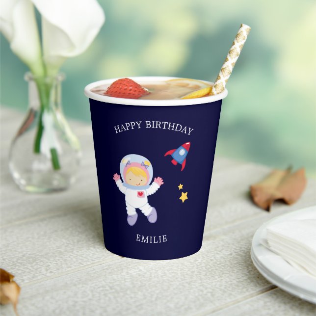 Astronaut Girl Kindergeburtstag Paper Cup Pappbecher (In Situ)