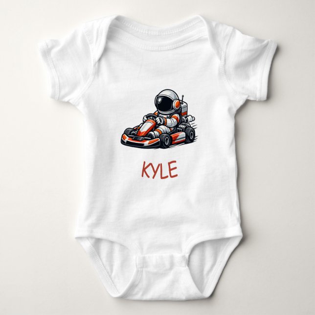 Astronaut Go-Kart Baby Strampler (Vorderseite)