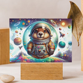 Astronaut Groundhog Postkarte