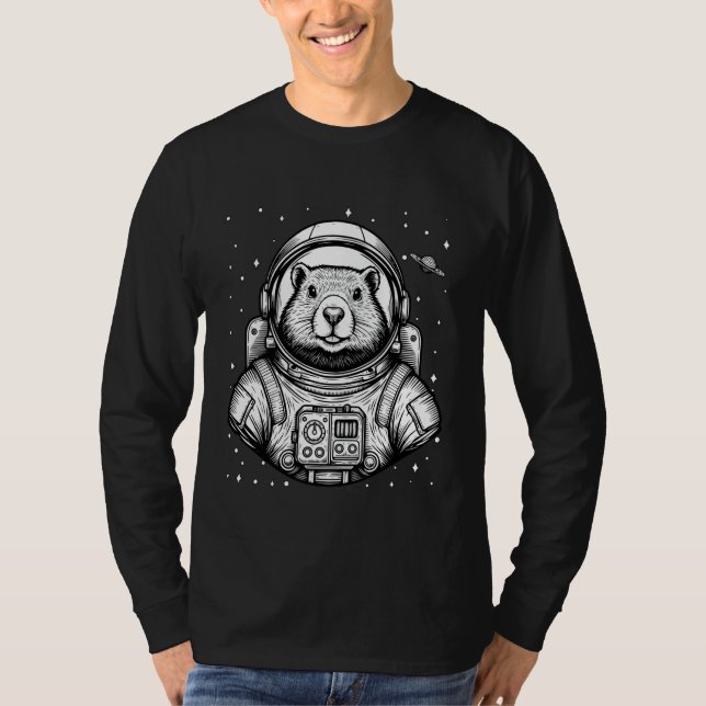 Astronaut Groundhog Space Galaxy Funny Groundhog D T-Shirt (Vorderseite)