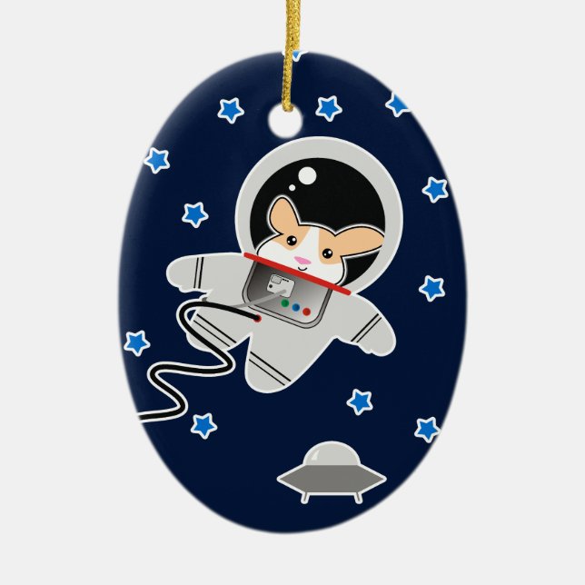 Astronaut Hamster Keramik Ornament (Vorne)