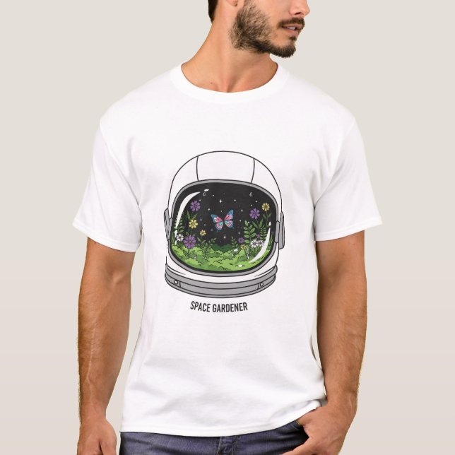 Astronaut Helmet Garden T-Shirt | Space Garden Ill (Vorderseite)