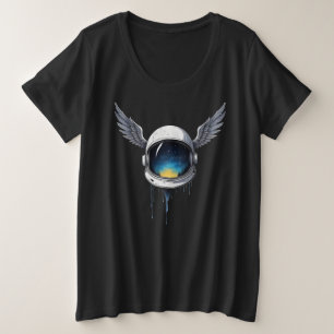 Astronaut Helmet with Wings - Kosmische Weltraumku Große Größe T-Shirt
