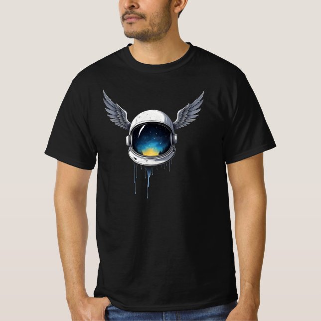 Astronaut Helmet with Wings - Kosmische Weltraumku T-Shirt (Vorderseite)
