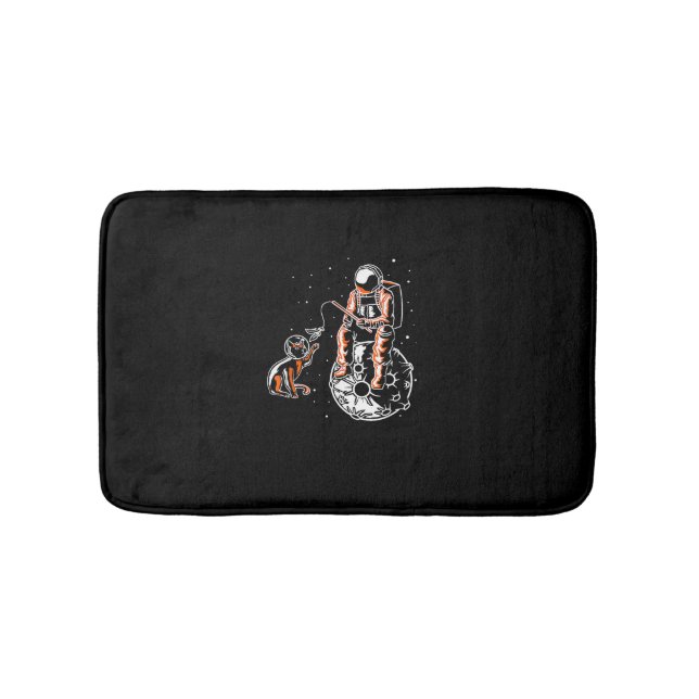 Astronaut im All mit Cat Funny Cover Badematte (Vorderseite)