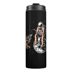 Astronaut im All mit Cat Funny Cover Thermosbecher