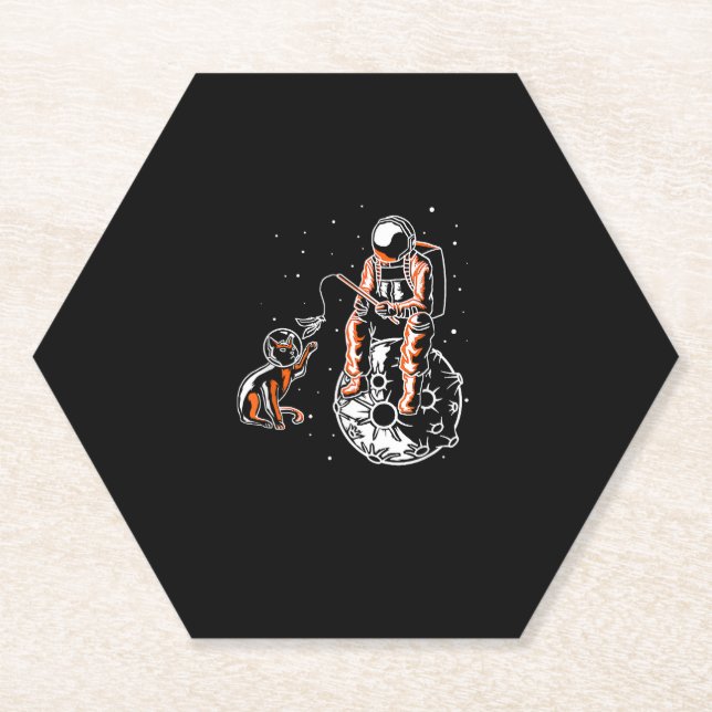 Astronaut im All mit Cat Funny Cover Untersetzer (Vorderseite)