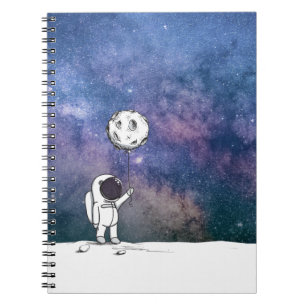 Astronaut im All mit Mondballon Kosmostars Notizblock