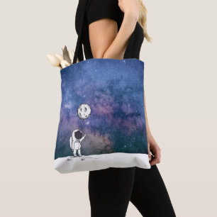 Astronaut im All mit Mondballon Kosmostars Tasche