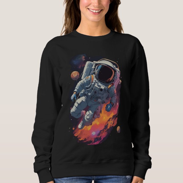 Astronaut im Galaxy-Hintergrund verloren Sweatshirt (Vorderseite)