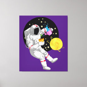 Astronaut im kosmischen Hintergrund Leinwanddruck