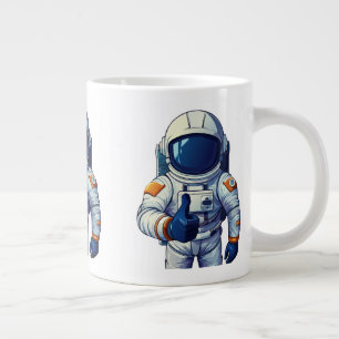 Astronaut im Raumanzug zeigt Daumen hoch Jumbo-Tasse