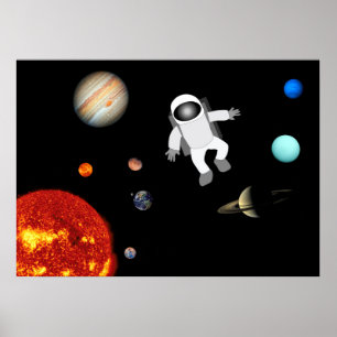Astronaut im Sonnensystem Poster